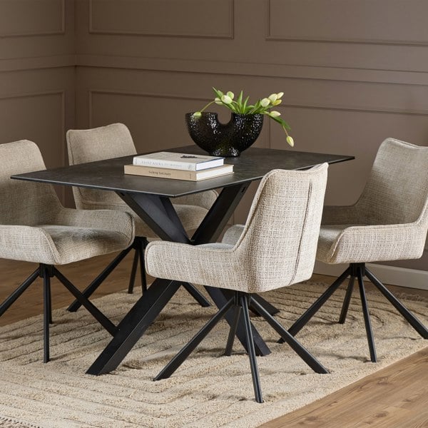 Furniture To Go Heaven Dining Table with Ceramic Black Top 135cm