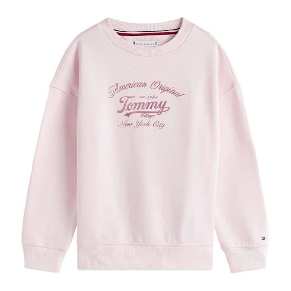Tommy Hilfiger Childrens/Kids Script Crew Neck Sweatshirt - Light Pink - 
