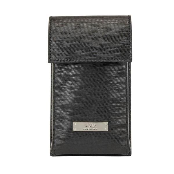 Boss Gallery Logo Italian Leather Neck Pouch - Black - 