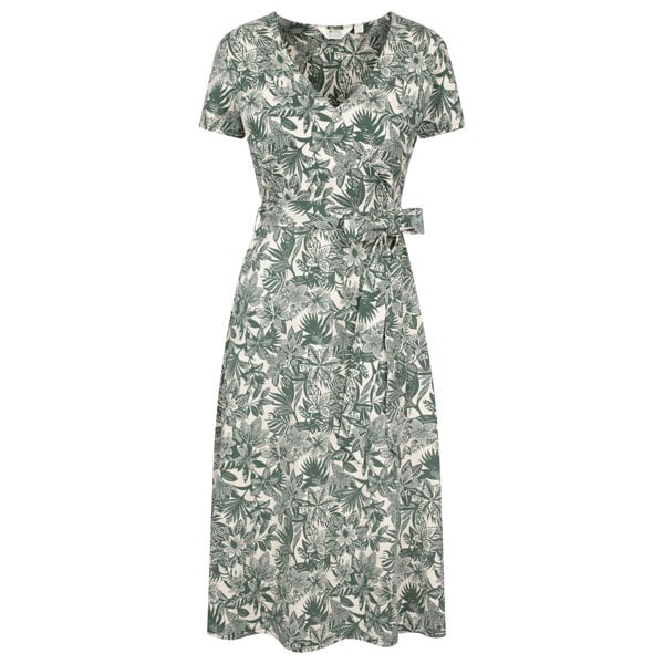 Mountain Warehouse Women's Santorini Floral Wrap Midi Dress - Khaki Green
