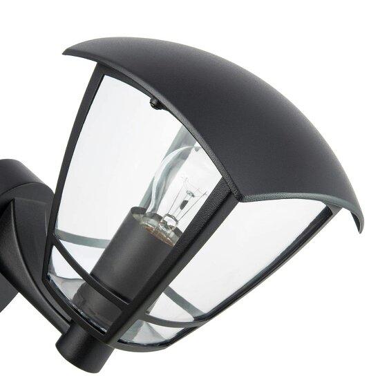 Happy Homewares Contemporary Exterior PIR Sensor Wall Light Fitting with Curved Glass Sides