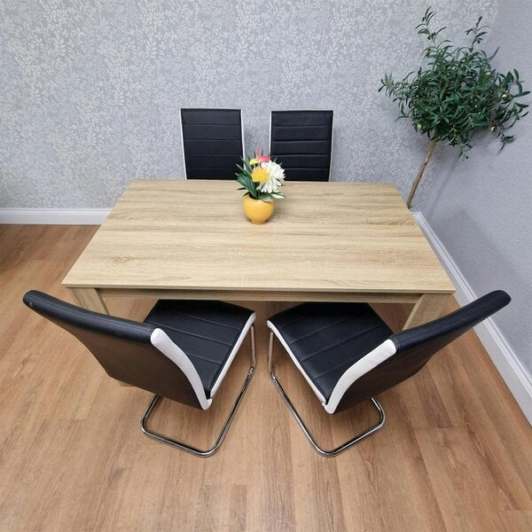 Kosy Koala Oak Effect table with 4 Black Faux Leather Chairs Dining Furniture