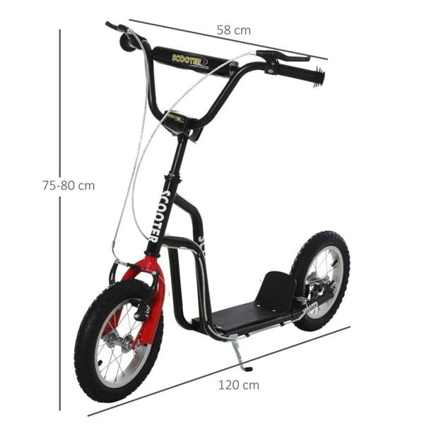 Dyzi Kids Kick Scooter Adjustable 75-80cm Handlebar Inflatable Wheels Black