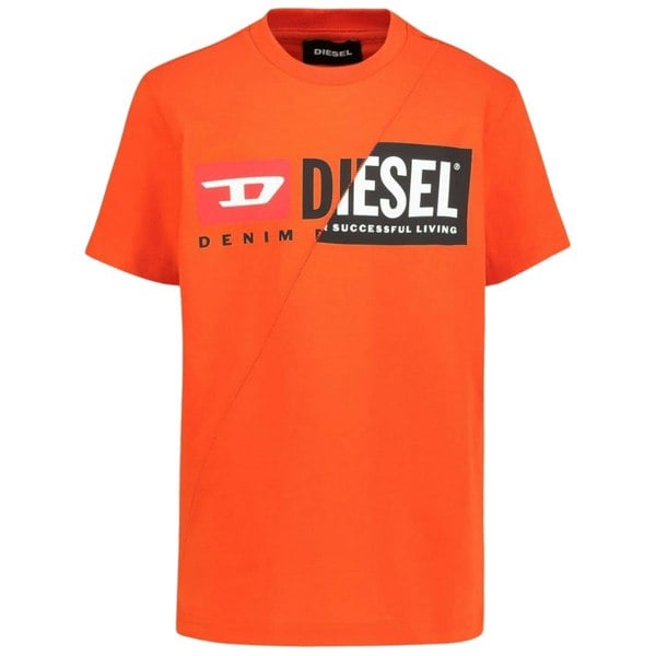 Diesel Cut Brand Logo Spicy Orange T-Shirt XS