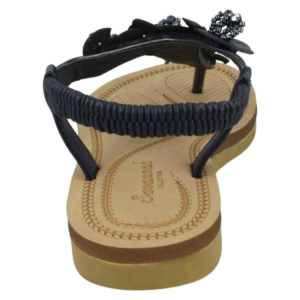 Savannah Ladies Savannah Beaded Flower Trim Sandals