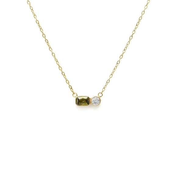 Say It With August Peridot Birthstone Necklace - Yellow Gold Plated