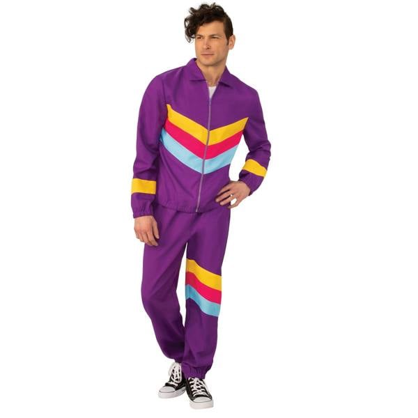 Bristol Novelty Mens Shell Suit Costume - Purple/Yellow/Pink/Blue - 