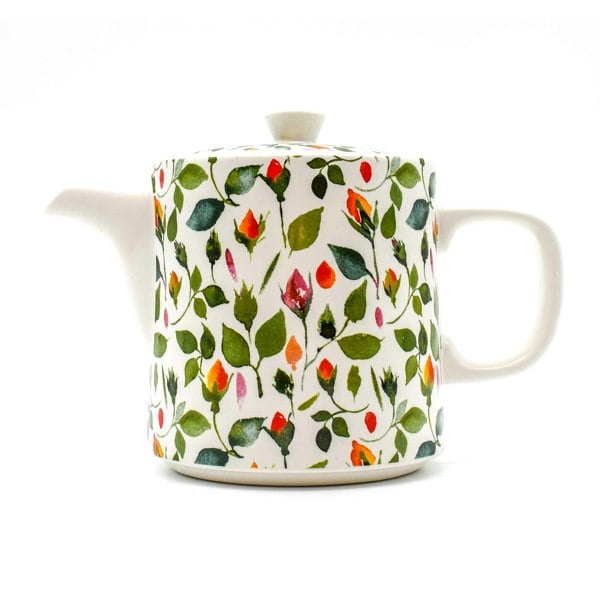 The British Gardening Company 1L Rosebud Ceramic Teapot with Stainless Steel Infuser