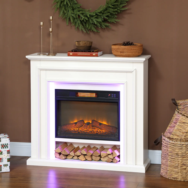 Bobobiy 4777 BTU Multicolour LED Electric Fireplace - White