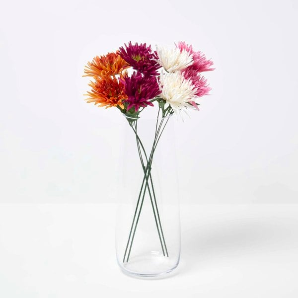 HOMESCAPES Set of 4 Artificial Autumn Chrysanthemum Stems