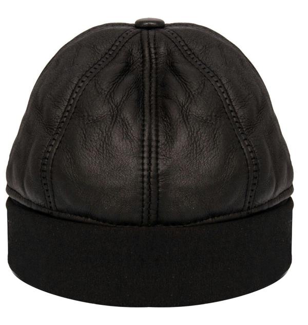 Infinity Leather Mens Black 100% Sheepskin Beanie Hat