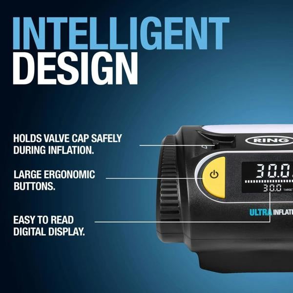 Ring Automotive Ring Ultra Inflate 20 Digital Tyre Inflator 12V Air Compressor Auto Stop LED