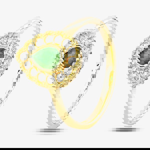 T. H. Baker 18ct Yellow Gold 0.36ct Pearshaped Emerald and 0.22ct Diamond Ring MC993 M