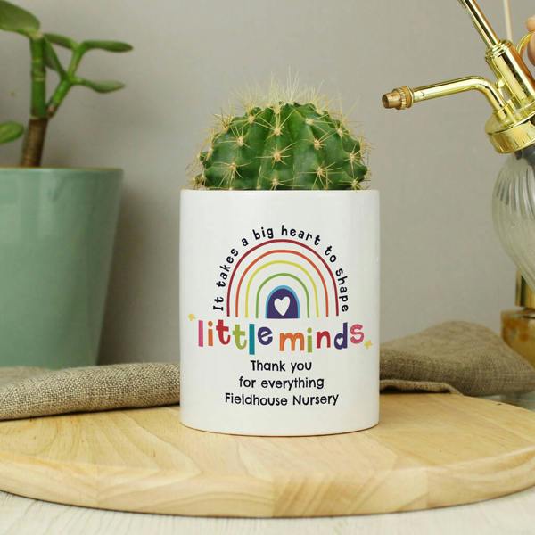 Personalised 'Shape Little Minds' Ceramic Storage Pot - alternative angle