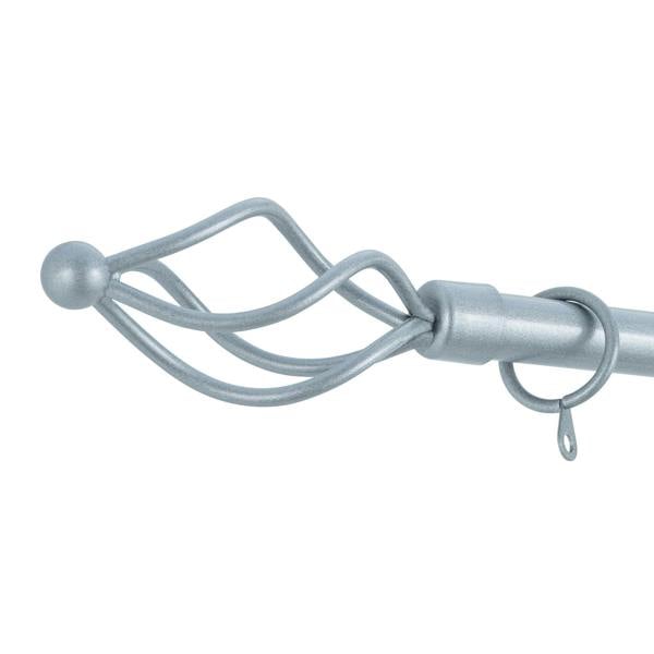 A.Unique Home Small Twisted Metal Extendable Curtain Pole With Rings and Fittings (13/16mm). (Silver (122cm - 213cm, 48" to 84" Approx))