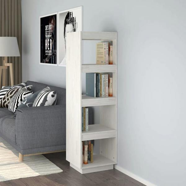 Berkfield Book Cabinet/Room Divider White 40x35x135 cm Solid Pinewood