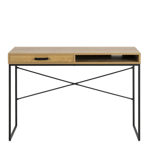 Wyld Haus El Paso Office Desk 1 Drawer Black Metal and Wild Oak Effect