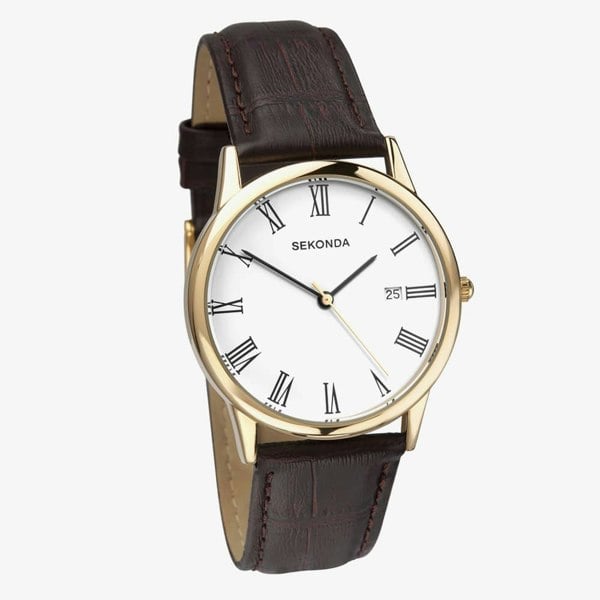 Sekonda Classic Brown Leather Strap Watch 3676