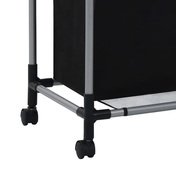 Berkfield Laundry Sorter with 3 Bags Black Steel