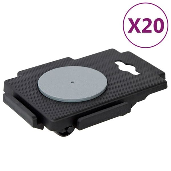 Berkfield Moving Dollies with 8 Wheels 20 pcs Black Polypropylene 150 kg