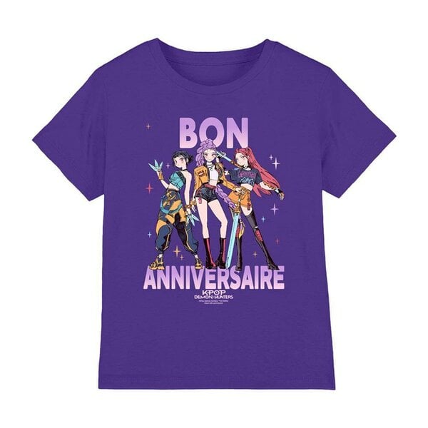 K-Pop Demon Hunters Childrens/Kids Gradient Happy Birthday T-Shirt - Purple