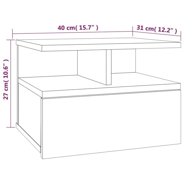 Berkfield Floating Nightstand Grey Sonoma 40x31x27 cm Engineered Wood