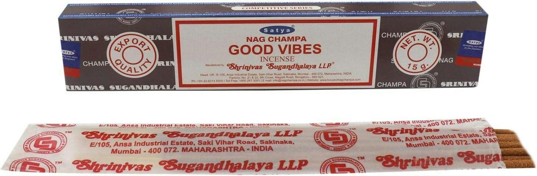 Satya Good Vibes Incense Sticks, 12 x 15g Packs