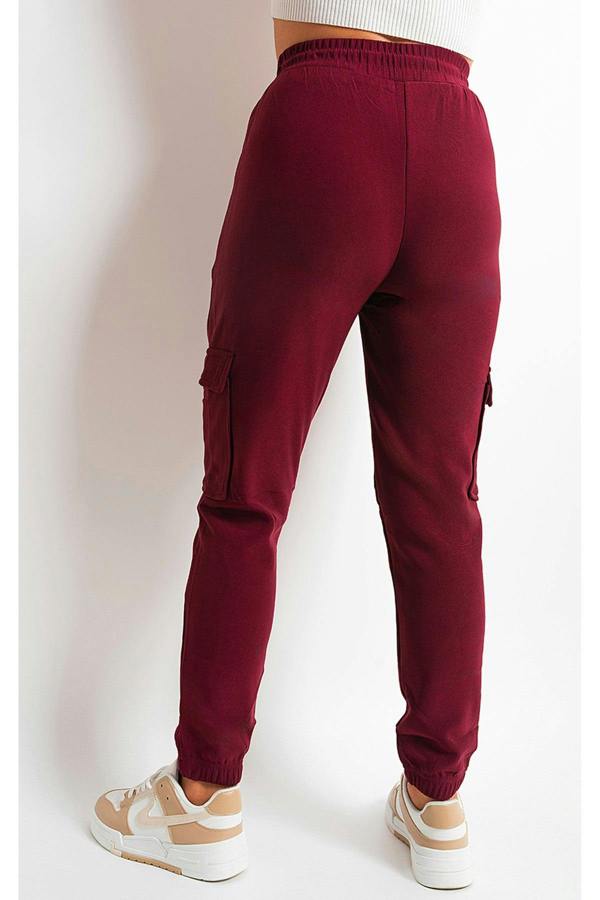Holly Fleece Lined Cargo Pocket Trouser With Drawstring - Wine