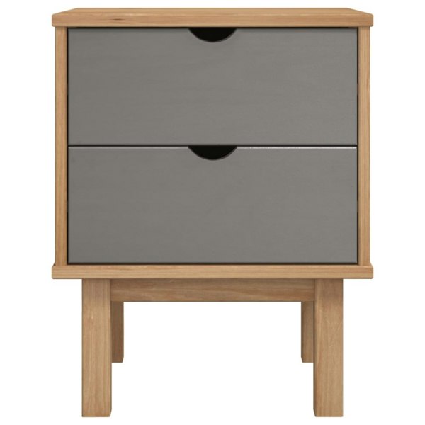 Berkfield Bedside Cabinet OTTA Brown&Grey 46x39.5x57 cm Solid Wood Pine