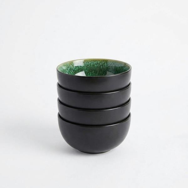 Green reactive glaze cereal bowls