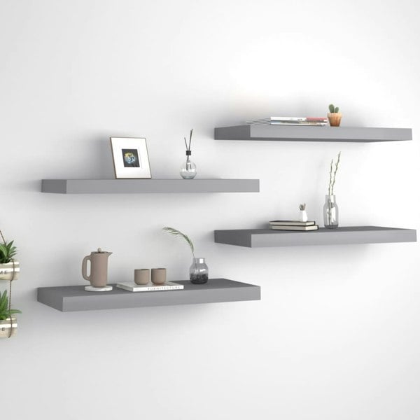 Berkfield Floating Wall Shelves 4 pcs Grey 60x23.5x3.8 cm MDF