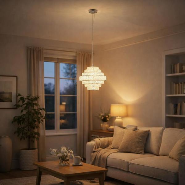 Pagazzi Lighting Heini Chrome & Crystal Ceiling Pendant