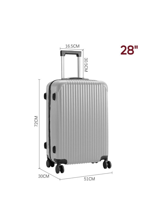 Living and Home Hardshell Spinner Wheel Luggage Travel Suitcase, 28" Silver