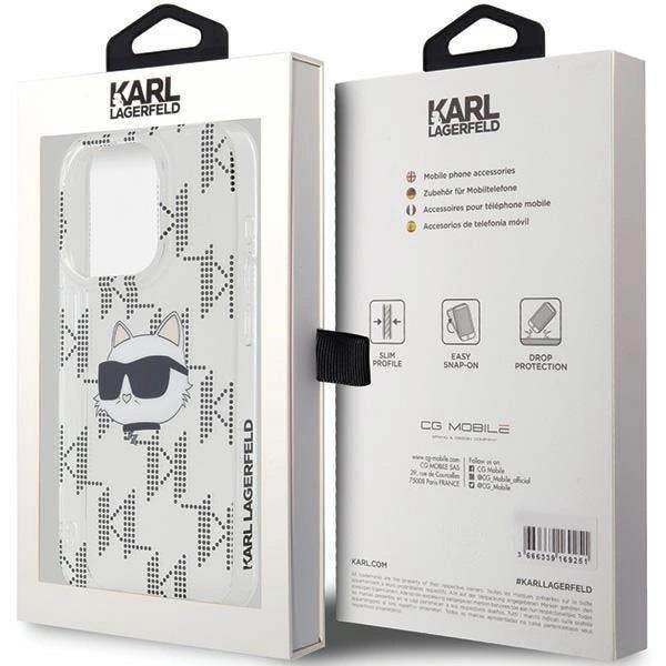 Karl Lagerfeld IML Choupette Head & Monogram Case for iPhone 15 Pro 6.1" Clear - KLHCP15LHKLPCHT