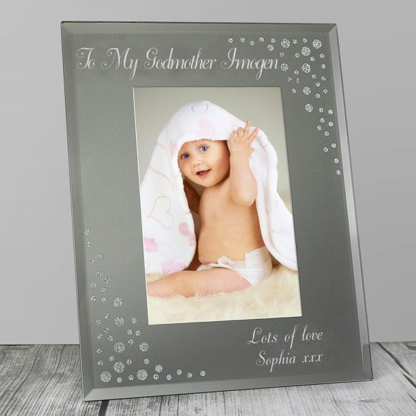 Personalised Memento Company Personalised Any Message 6x4 Diamante Glass Photo Frame