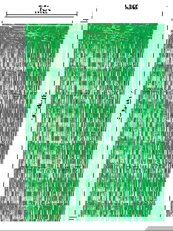 Cheetah Shimmer Tinsel Curtain, 3M x 1M Green