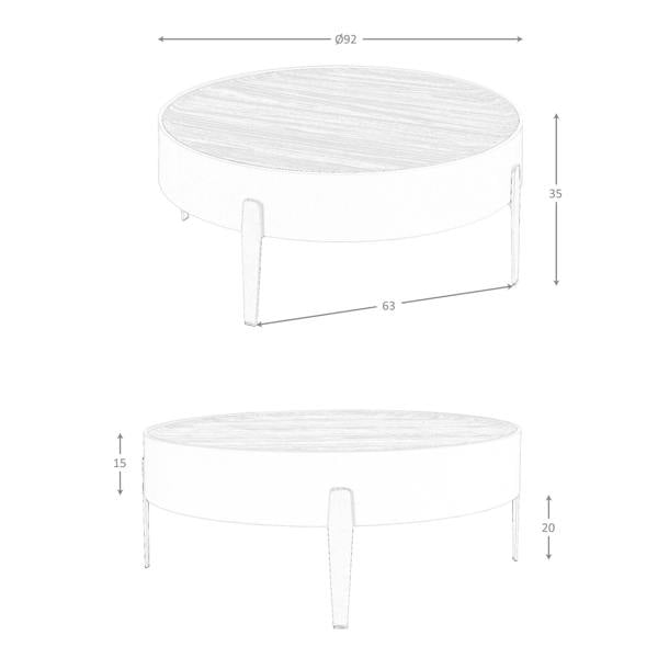 Angel Cerdá Round coffee table walnut, beige wood and polished golden steel 2151