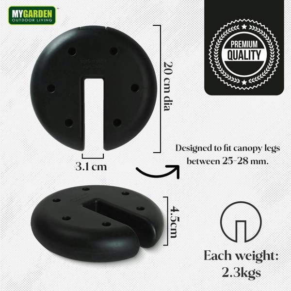 My Garden Outdoor Living My Garden Gazebo Weights Set of 4-Heavy Duty 2.3kg Each-Cement Filled Tent Leg Weight-Canopy Base Anchor for Gazebo & Parasol