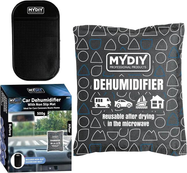 MY DIY PROFESSIONAL PRODUCTS Reusable Car Dehumidifier Bag - Moisture Absorber with Non-Slip Mat For Cars, Caravans, Home – Rechargeable in Microwave