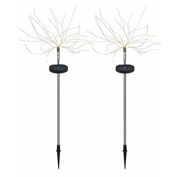 Gardenwize Pack of 2 Solar Starburst Stake LED Lights – Warm White Garden Lights