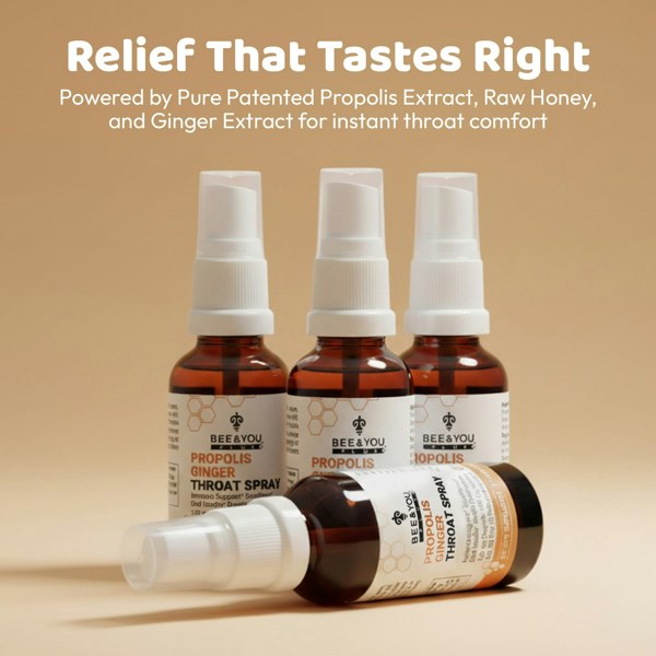 Bee and You Propolis Ginger Raw Honey Throat Spray with Menthol