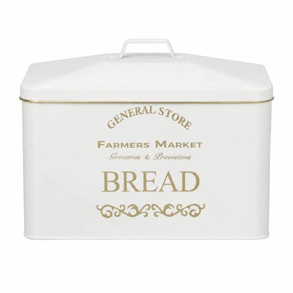 Maison des Cadeaux Vintage Farmhouse 4 Piece White Bread Bin & Canister Set