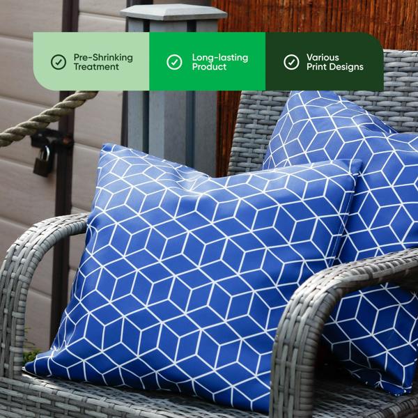 Gardenwize Pack of 2 Blue Cube Cushion Covers