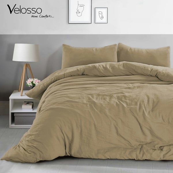 Velosso Modern Bedroom Calming Decor Duvet Cover & Pillowcase Set with Microfibre Finish and Button Enclosure