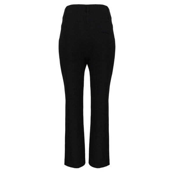 Ann Demeulermeester finely woven black wool trousers
High waisted trousers with crossover tab to waistline
Button fastening with gently tapered leg