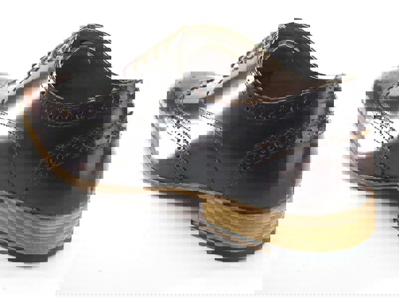 Frank James Norbury Leather Hi Shine Lace Up Mens Brogue Shoes