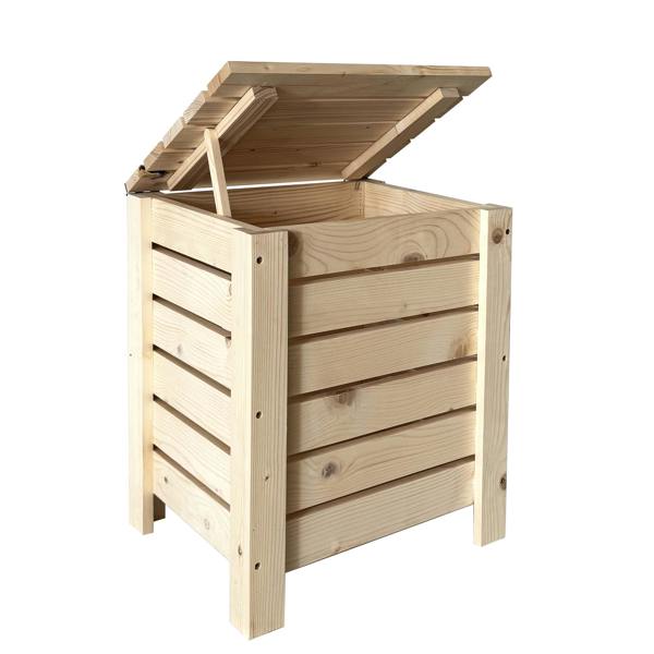 Core Products Narrow Slatted Storage Box with Lid, Pre-Sanded Pine