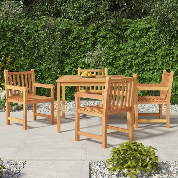 Berkfield 5 Piece Garden Dining Set Solid Wood Teak