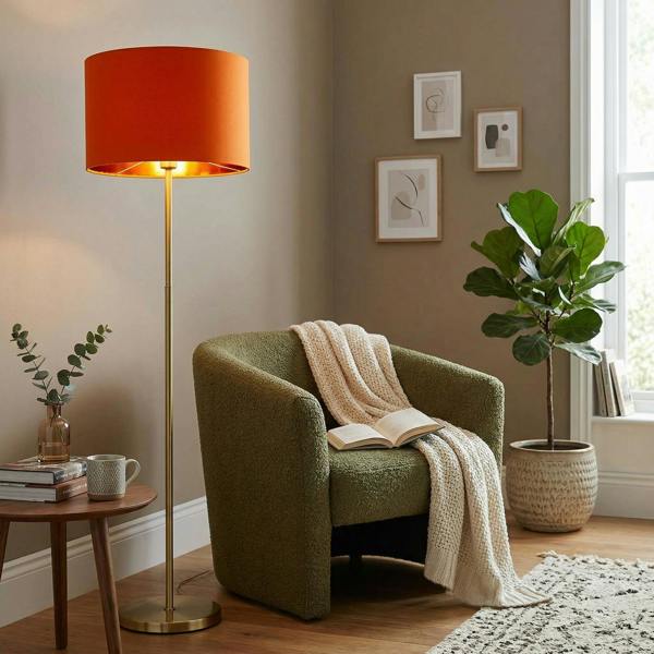 Contemporary Vivid Orange Cotton 12" Table Base or Pendant Lamp Shade Image 6