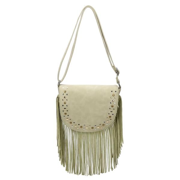 Kitise Western Style Bohemian Fringe Tassel Studded Crossbody Bag